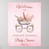  Classic Girl Roze Baby shower Welkom Poster (Voorkant)