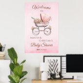  Classic Girl Roze Baby shower Welkom Poster (Thuiskantoor)