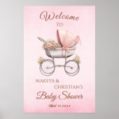  Classic Girl Roze Baby shower Welkom Poster (Voorkant)