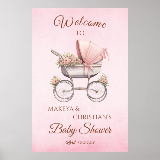  Classic Girl Roze Baby shower Welkom Poster (Voorkant)