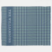 Classic Glen Plaid Grijs Blauw Familienaam Custom Fleece Deken (Voorkant (Horizontaal))
