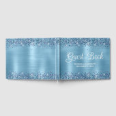 Classic Glittery Baby Blue Folie Bruiloft Gastenbo Gastenboek (Volledig)