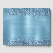 Classic Glittery Baby Blue Folie Bruiloft Gastenbo Gastenboek (Achterkant)