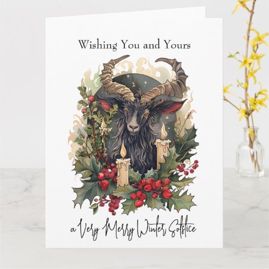 Classic Goat Yule Kaart (Gele Bloem)