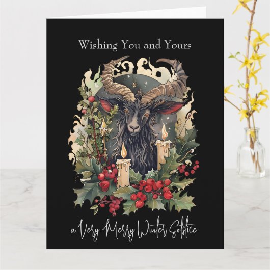 Classic Goat Yule Kaart (Gele Bloem)