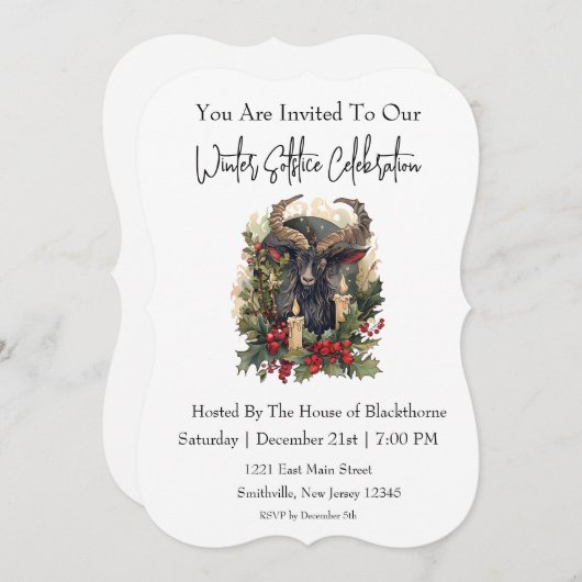 Classic Goat Yule Uitnodiging (Voorkant / Achterkant)