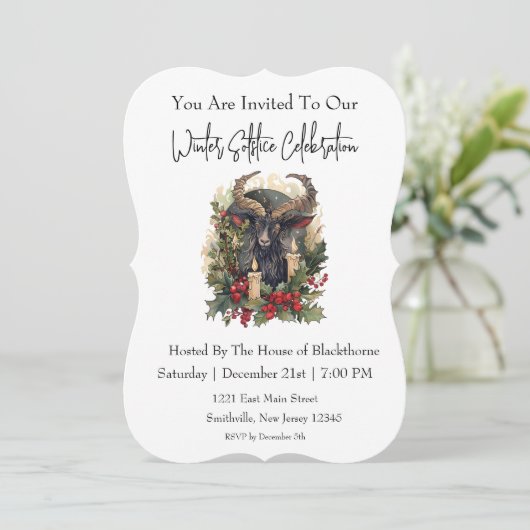 Classic Goat Yule Uitnodiging (Staand voorkant)