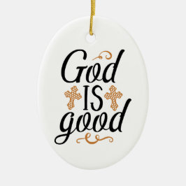 Classic God is een goed Christelijk kruis Keramisch Ornament