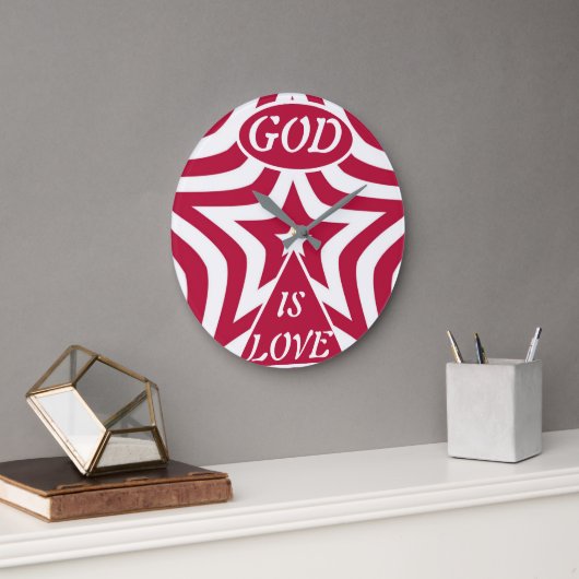 Classic God Is Love Star Red & White Wall Clock  Grote Klok (Kantoor)