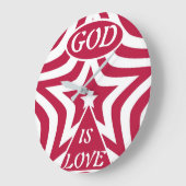 Classic God Is Love Star Red & White Wall Clock  Grote Klok (Hoek)