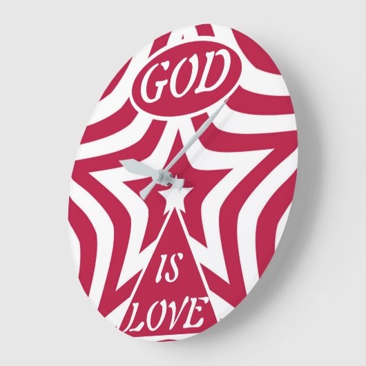 Classic God Is Love Star Red & White Wall Clock  Grote Klok (Hoek)