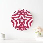 Classic God Is Love Star Red & White Wall Clock  Grote Klok (Huis)
