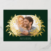Classic Gold abstract Christmas Botanicals Foto Folie Feestdagenkaart (Voorkant)
