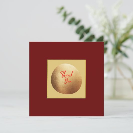 Classic Gold Abstract Elegant Royal Red Bedankkaart (Staand voorkant)