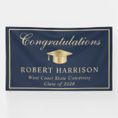 Classic Gold Afstudeerder Pet Blauw Afstuderen Wel Spandoek (Horizontaal)