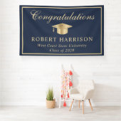 Classic Gold Afstudeerder Pet Blauw Afstuderen Wel Spandoek (Insitu)