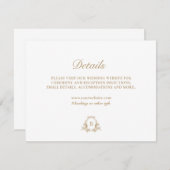 Classic Gold and White Monogram Crest Details Kaar Kaart (Voorkant / Achterkant)