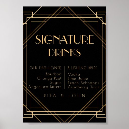 Classic Gold  Bar Signature Drinken bruiloft Poster (Voorkant)