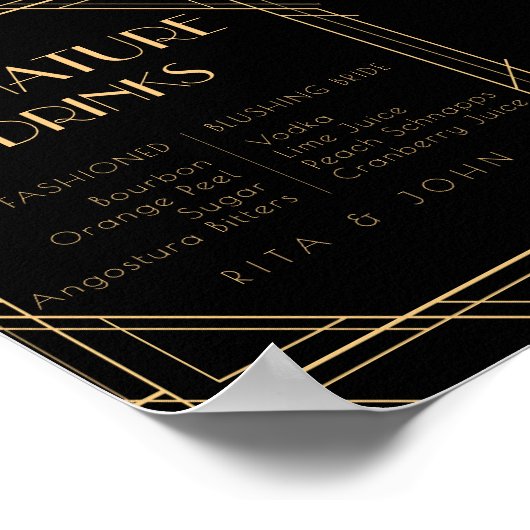 Classic Gold Bar Signature Drinken bruiloft Poster (Hoek)