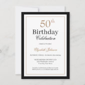 Classic Gold Black 50th Birthday Party Kaart (Voorkant)