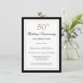 Classic Gold Black 50th Wedding Anniversary Kaart (Staand voorkant)