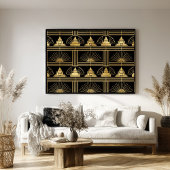 Classic Gold & Black Art Deco Seamless Pattern Poster