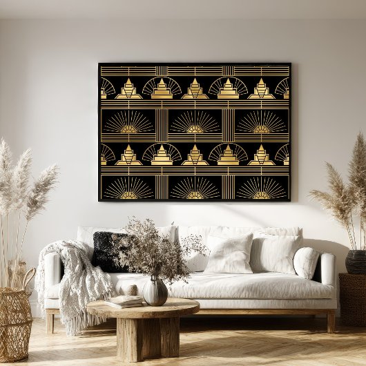 Classic Gold & Black Art Deco Seamless Pattern Poster