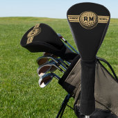 Classic Gold & Black Personalized Name Initials Golfheadcover