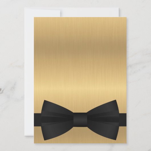 Classic Gold Black Stropdas Ouders Huwelijksuitnod Kaart (Achterkant)