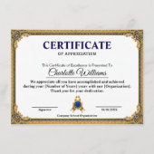 Classic Gold Blank Certificate Frame Printable Informatiekaartje (Voorkant)