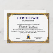 Classic Gold Blank Certificate Frame Printable Informatiekaartje (Voorkant / Achterkant)