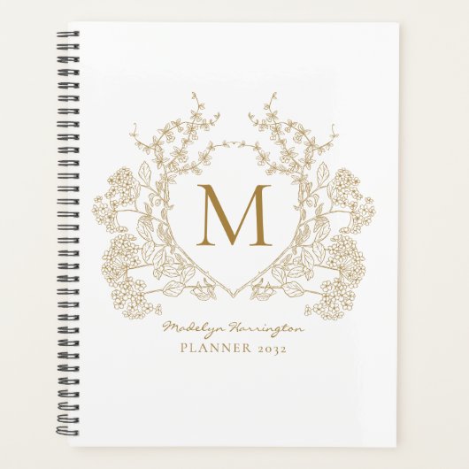 Classic Gold  Bloemkam Monogram Planner (Voorkant)