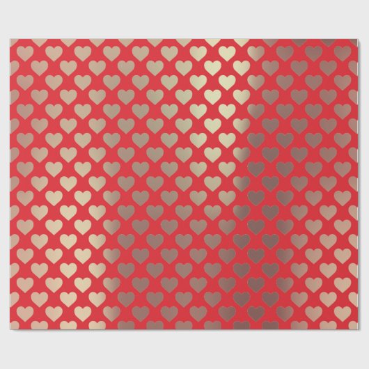 Classic Gold Blush Pink Red Hearts Confetti Cadeaupapier (Vlak)