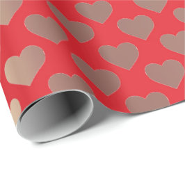 Classic Gold Blush Pink Red Hearts Confetti Cadeaupapier