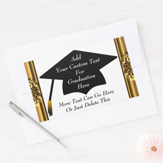 Classic Gold Border Afstuderen Stickers (Envelop)