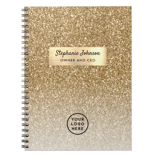 Classic Gold Boss Lady CEO Logo Luxe Glitter Notitieboek (Voorkant)