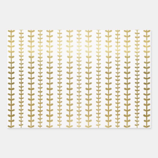 Classic Gold Botanical Leaf Pattern Weddenschap Wr Inpakpapier Vel (Voorkant 2)
