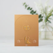 Classic Gold & Bronze Wedding Announcement Briefkaart (Staand voorkant)