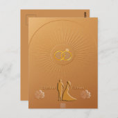 Classic Gold & Bronze Wedding Announcement Briefkaart (Voorkant / Achterkant)