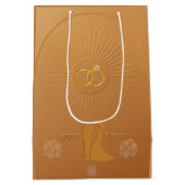 Classic Gold & Bronze Wedding Announcement Medium Cadeauzakje (Achterkant)