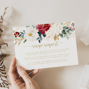 Classic Gold Burgundy Wedding Recipe Verzoek Informatiekaartje