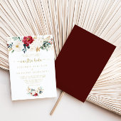Classic Gold Burgundy White Floral Nuestra Boda Kaart
