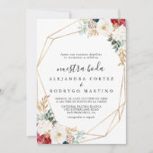 Classic Gold Burgundy White Floral Nuestra Boda Kaart (Voorkant)