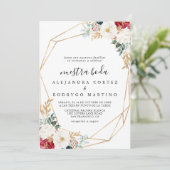 Classic Gold Burgundy White Floral Nuestra Boda Kaart (Staand voorkant)