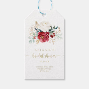 Classic Gold Burgundy White Floral Vrijgezellenfee Cadeaulabel