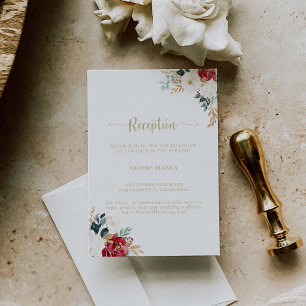 Classic Gold Burgundy White Weddenschappen Recepti Informatiekaartje