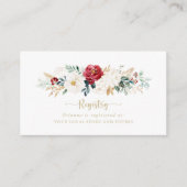 Classic Gold Burgundy White Wedding Gift Registry Informatiekaartje (Voorkant)
