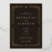 Classic Gold Byzantine Weddenschap Folie Uitnodigi Folie Uitnodiging (Voorkant)
