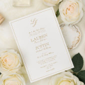 Classic Gold Calligraphy Script Monogram Weddensch Kaart