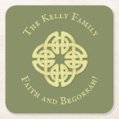 Classic Gold Celtic Cross Faith en Begorrah Kartonnen Onderzetters (Voorkant)